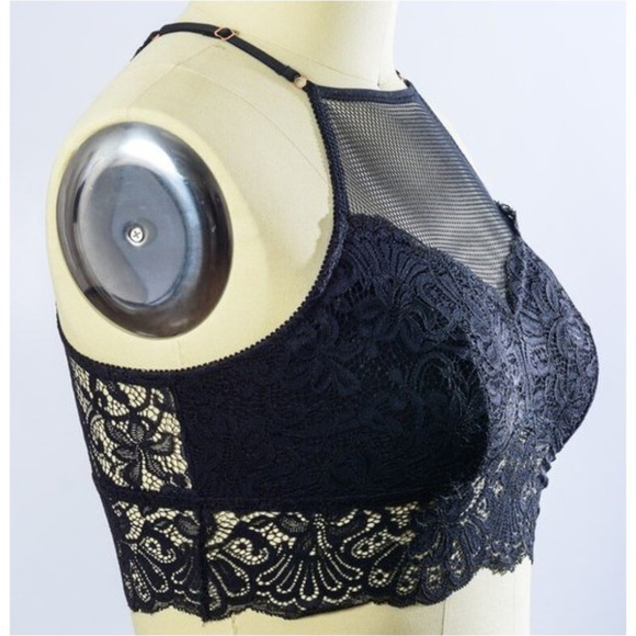 2 LEFT Plus Size High Neck Lace Racerback Bralette - Picture 3 of 4